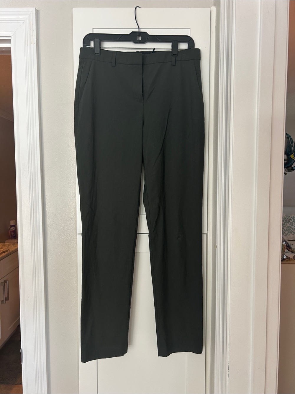 Theory Straight-Leg Dress Pants in Olive